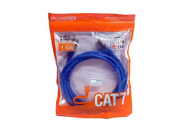 Cabo de rede Pluscable CAT7 2,5m com conectores RJ45