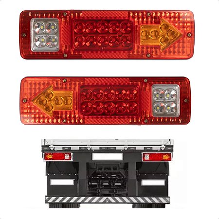 Kit 2 Lanterna Traseira Caminhão Led Carreta Seta Ré Freio