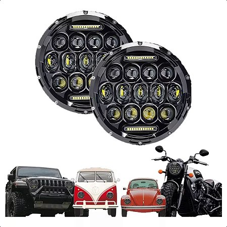 Kit 2 Farol Milha Super Led Moto 7 Polegada Angel Eye Drl
