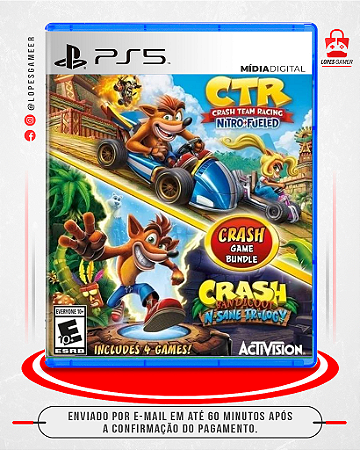 Pacote Crash Bandicoot N. Sane Trilogy + CTR Nitro-Fueled - Ps5