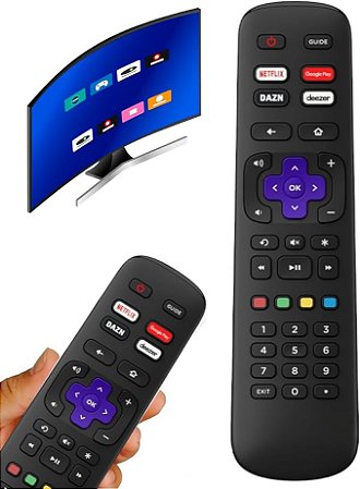 Controle Remoto Compatível com AOC ROKU TV Smart TV