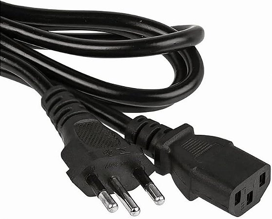 Cabo de Força 1,5 Metros 10A Bitola de 3 x 0,75mm para Computador e Monitor, Preto
