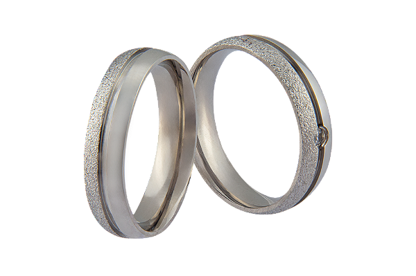 Par Aliança Aço Inox Anatômica Brilho Diamantada 5mm Zirconia Cristal 2mm - SR089DB