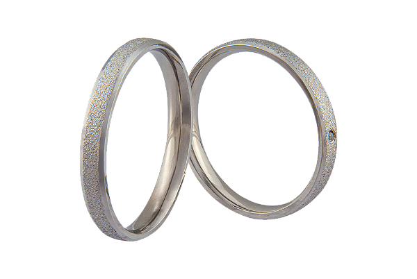 Par Aliança Aço Inox Diamantada Canto Quebrado 3mm Com Zirconia 1,25mm - SR025D