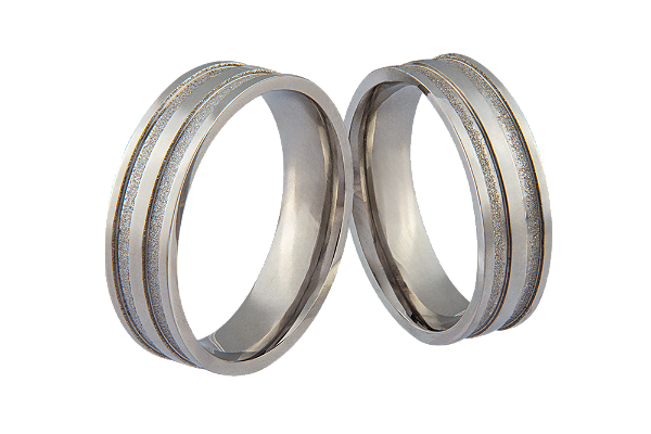 Par Aliança Aço Inox Com 2 Frisos Diamantados 6mm - SR317D