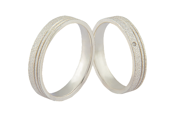 Par Aliança Prata 950 Diamantada Com 2 Frisos 4mm Com Zirconia Cristal 1,25mm - ALP398