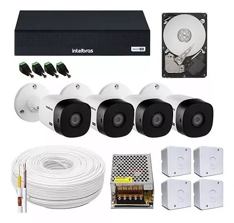 Kit 4 Câmeras Intelbras 20 Mts Dvr Intelbras Com Hd Completo