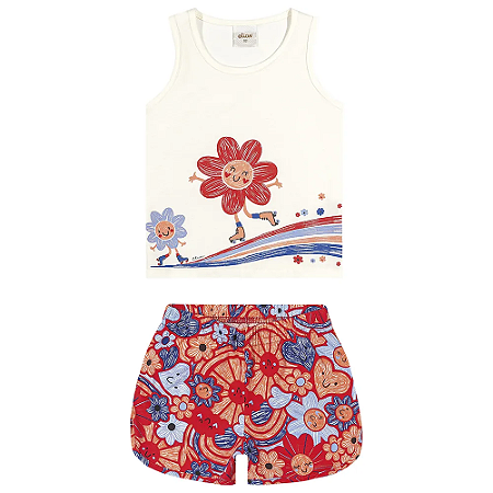 Conjunto Feminino Infantil Elian  - Margarida Vermelha - 231940