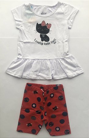Conjunto Feminino Infantil Elian - Estampa Gatinha - 211065