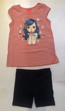 Conjunto Fem Infantil Meia Malha e Cotton - Kely Kety - 43354