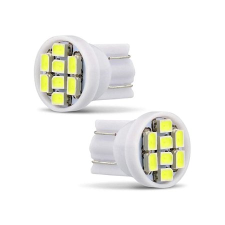 LAMPADA LED T10 PINGO ESMAGADO 8LED/3LED CABEÇA RETA (UN) - VELOX