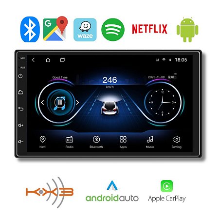 CENTRAL MULTIMIDIA ANDROID 7" COM APPLE CARPLAY E ANDROID AUTO 2GB/32GB (SEM FIO) - KX3