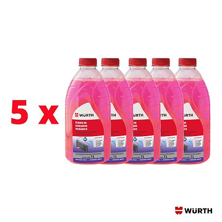 KIT 5 x FLUIDO DE RADIADOR ORGÂNICO ROSA 1 LITRO - WURTH 0893012100
