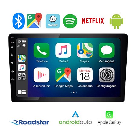 CENTRAL MULTIMIDIA MP5 9" APPLE CARPLAY ANDROID AUTO (C/ FIO) - ROADSTAR
