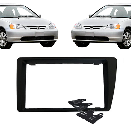 MOLDURA PAINEL 7" CIVIC 01/06 PRETA 2DIN - FIAMON 4059MD