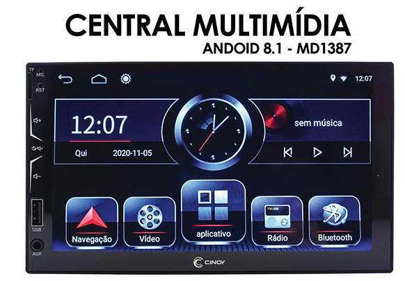 CENTRAL MULTIMIDIA ANDROID - 7 POLEGADAS USB/BT/ESP/GPS/TOUCH SCREEN - CINOY
