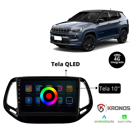 CENTRAL MULTIMÍDIA COMPASS 17/21 OCTACORE QLED ESPECÍFICA/COMPLETA 10" - KRONOS
