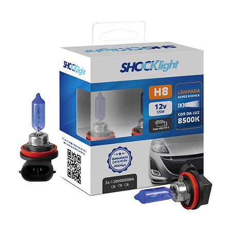 LAMPADA SUPER BRANCA H8 (PAR) - SHOCKLIGHT
