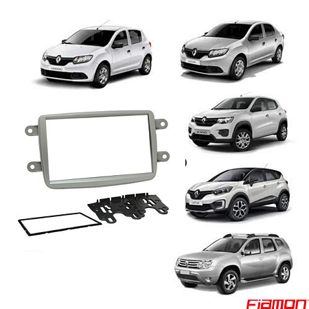 MOLDURA PAINEL 7" DUSTER/ SANDERO 07/15 / LOGAN 07/15 / KWID 17/ CAPTUR 17/ 2DIN PRATA - 2295MD