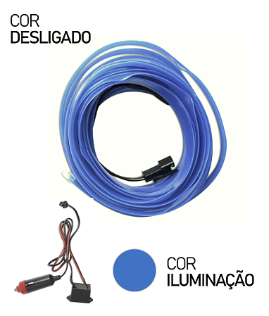 KIT FITA LED NEON PAINEL INTERIOR CARRO 2 METROS AZUL GELO