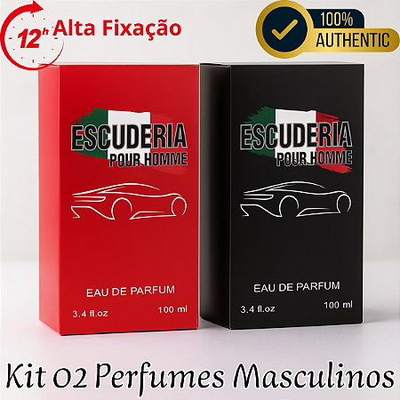 Kit 02 Perfumes Masculinos Ref Importada 100ml - Escuderia Black + Escuderia Red