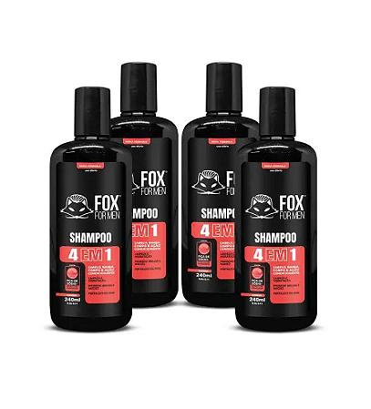 Shampoo 4 x 1 - 240ml - Fox For Men - 4 unidades