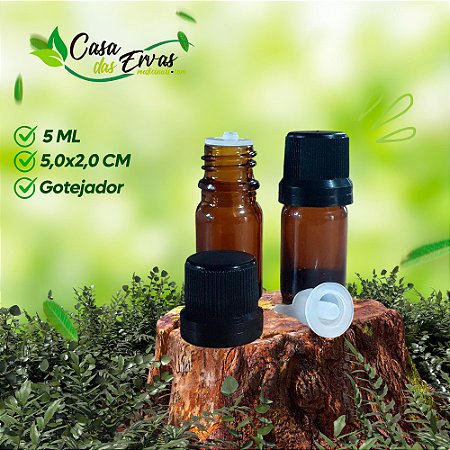 Frasco de Vidro Gotejador Âmbar - 5ML