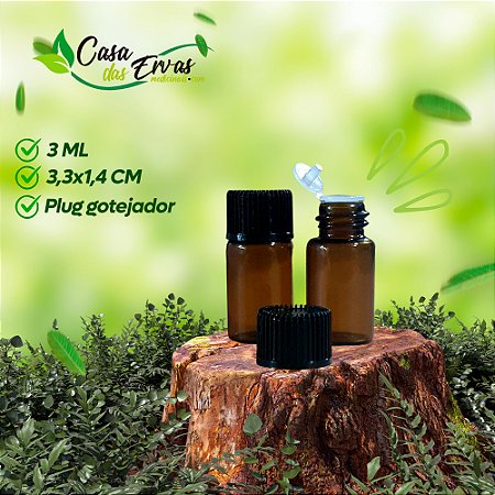 Frasco de Vidro Gotejador Âmbar - 3ML