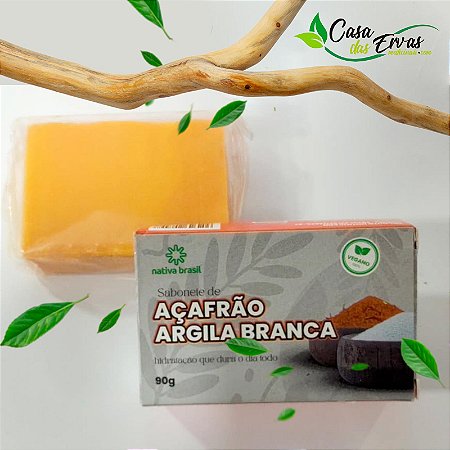 Sabonete Açafrão e Argila Branca - Nativa Brasil - 90g