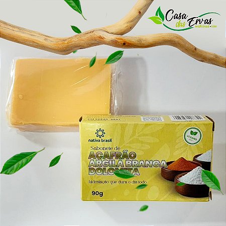 Sabonete Açafrão, Argila Branca e Dolomita- Nativa Brasil - 90g