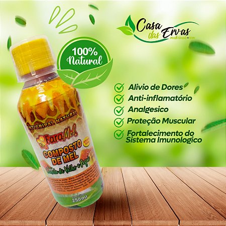 Xarope Composto de Mel Canela de Velho e Pequi - Faramel - 250 ML