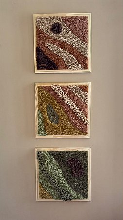 Tapeçaria Trio de Quadros Relevos 33x33