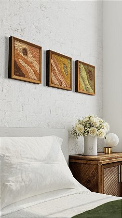 Tapeçaria Trio de Quadros Relevos 33x33