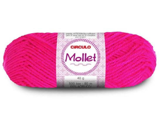 Lã Mollet Círculo Cor 385 Rosa Neon 40 gramas