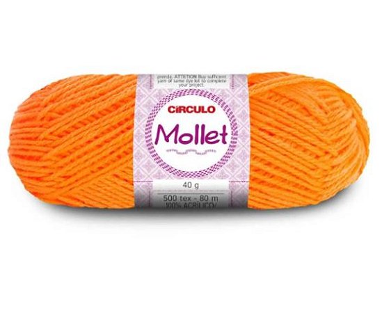 Lã Mollet Círculo Cor 782 Laranja Neon 40 gramas