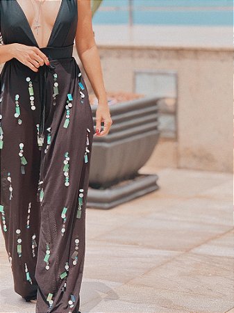 Calça Star Bordada Manualmente preta