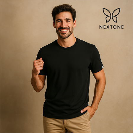 Camiseta masculina algodão egípcio preta - P