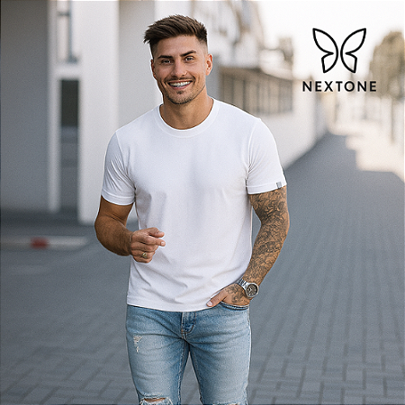 Camiseta masculina algodão egípcio branca - P