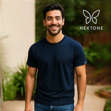 Camiseta masculina algodão egípcio azul - P