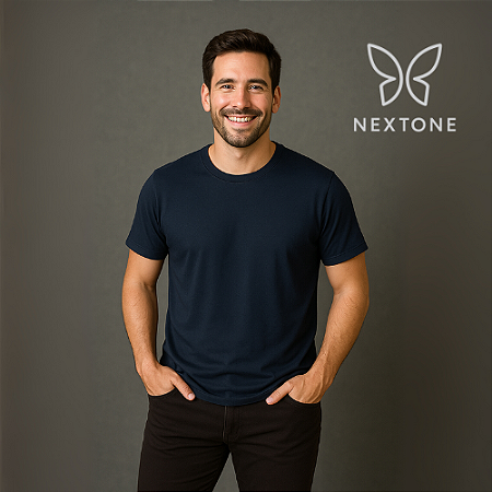 Camiseta masculina algodão egípcio azul - GG