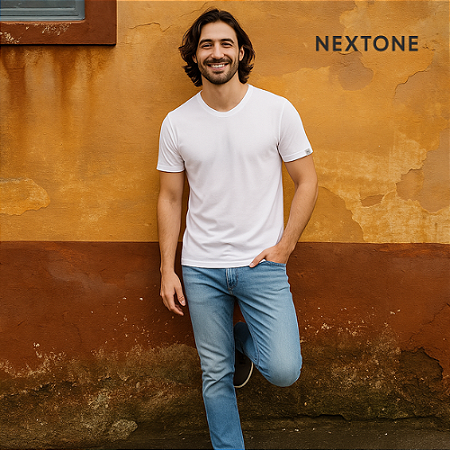 Camiseta masculina algodão egípcio branca - M