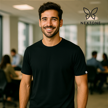 Camiseta masculina algodão egípcio preta - G