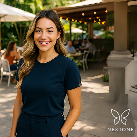 Camiseta Feminina Azul Marinho em Algodão Egípcio P – NEXTONE