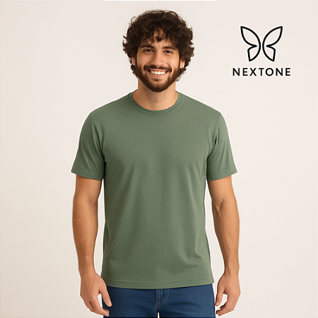 Camiseta masculina algodão egípcio Verde Militar - G