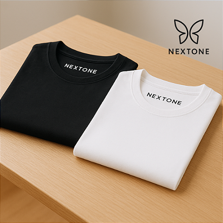 Kit 2 camisetas masculinas algodão egípcio preta e branca - G