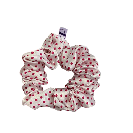 Scrunchies bolinha pink Cetim