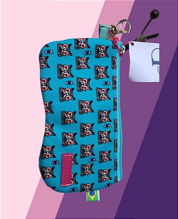 Porta Óculos Gatinho Azul