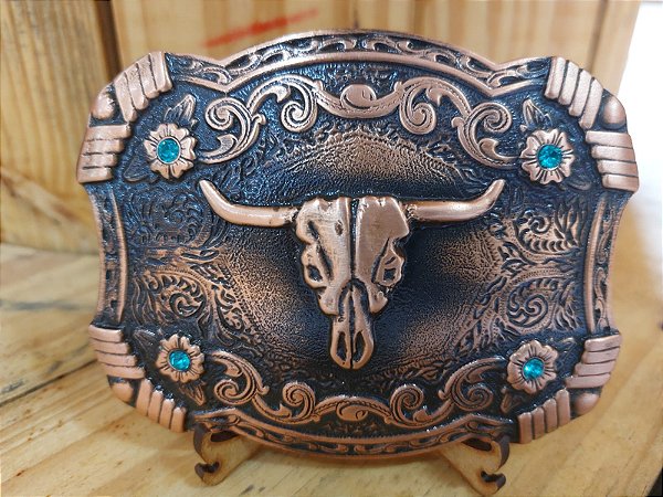 FIVELA LONGHORN CUSTOM (Cobre Envelhecido/Azul-Turquesa) BRETES