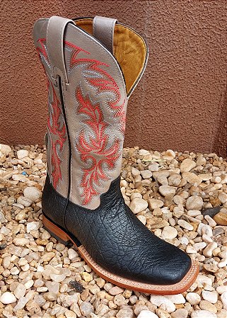 BOTA MASCULINA CABECA DE BOI COURO BLACK GOYAZES