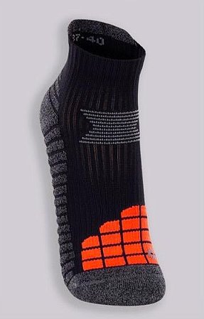 MEIA MASCULINA CANO BAIXO PRETO/LARANJA LUPO